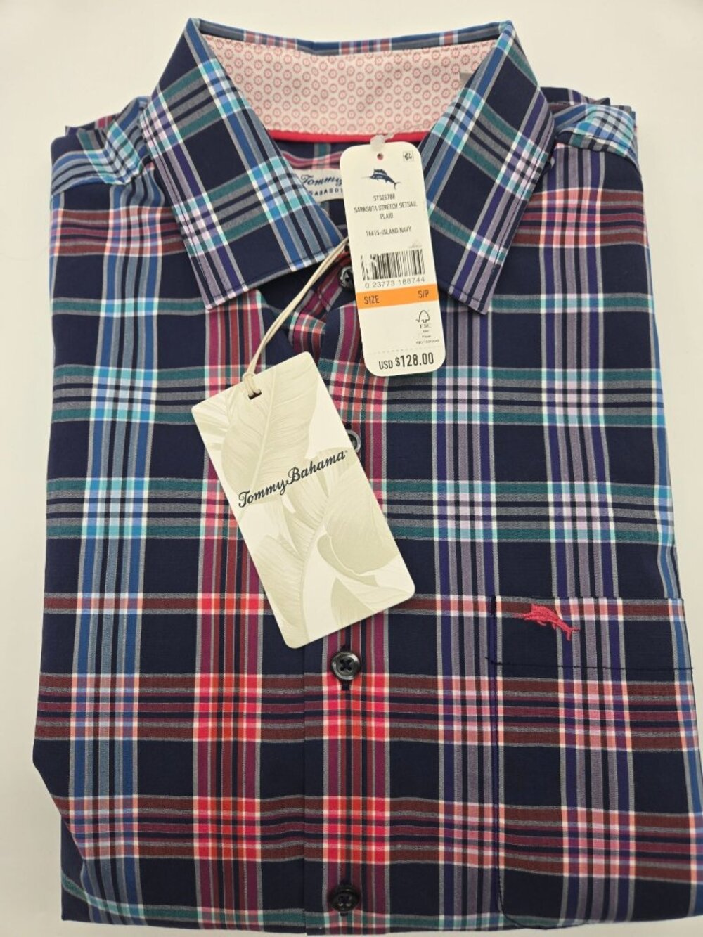 Tommy Bahama Men's Set Sail Plaid Dress Shirt Sarasota Stretch S NWT
